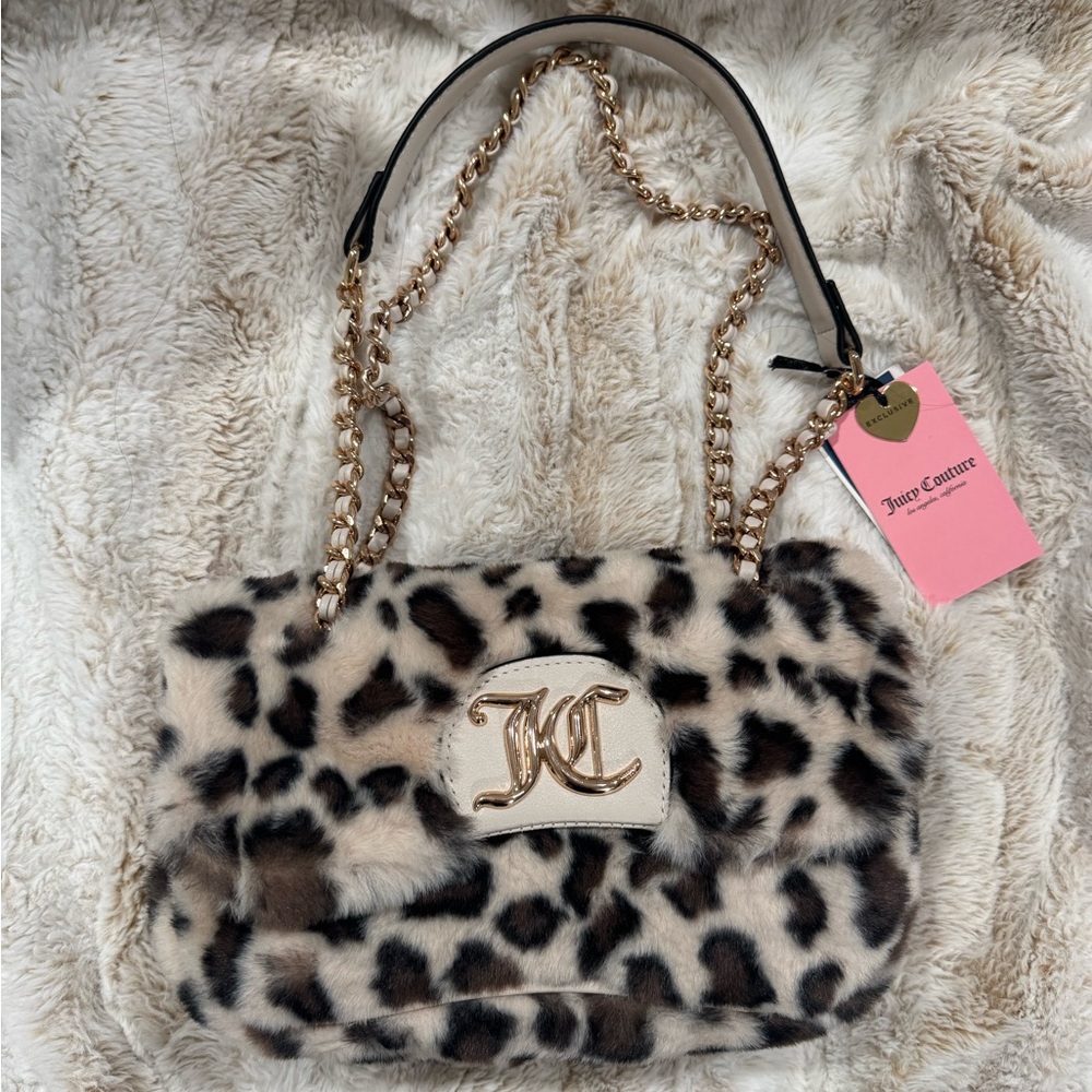 ❤️SOLD❤️ Juicy Couture Faux Fur Snow Leopard Shoulder Bag to Crossbody